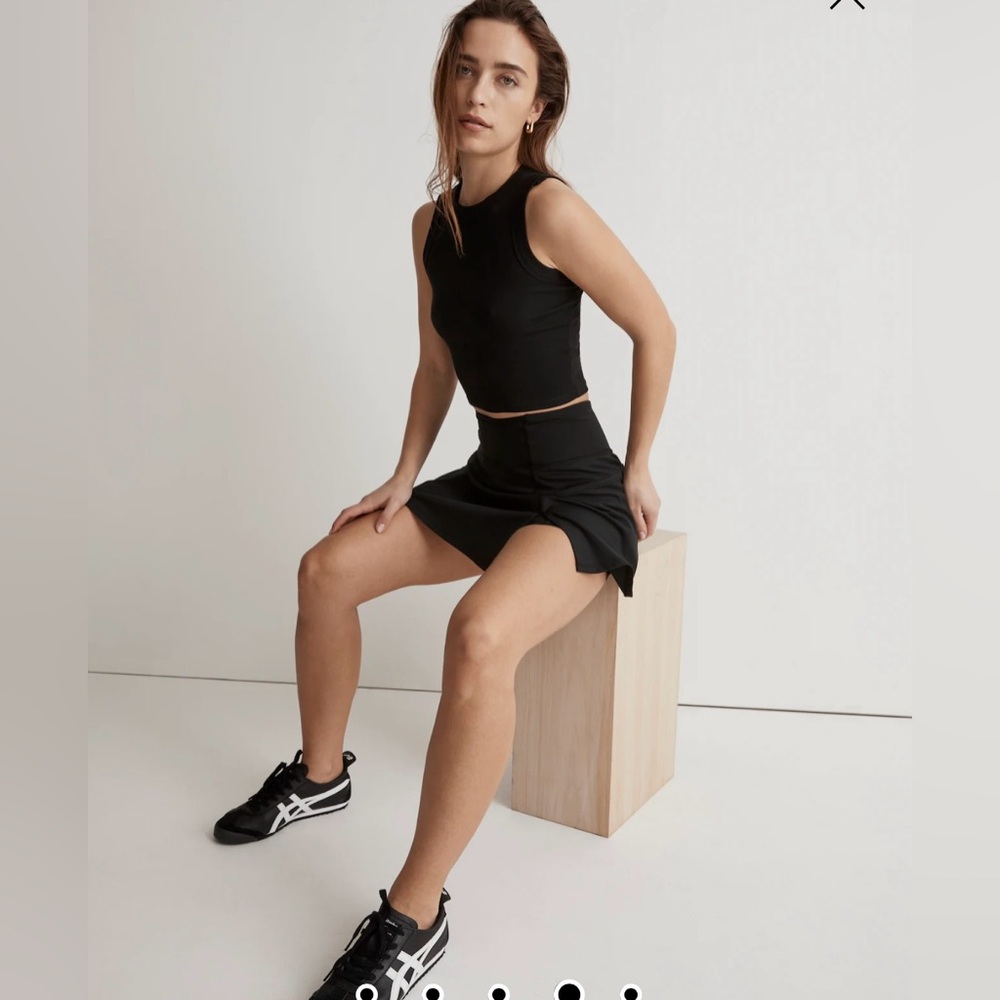 Madewell MWL Womens Flex-Side Slit Skirt Skort High Waist Black Medium